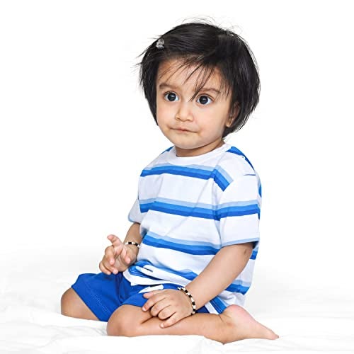 ARIEL Baby Boys & Baby girls Cotton Printed Round Neck Half Sleeve T-shirt & Short Latest Summer Clothing Sets (AR-BHALFSS-36-RBSTRIPE_Multicolor_3-6 months) - Image 5