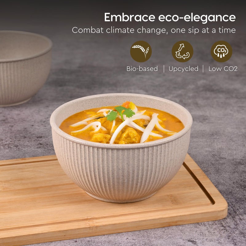 Eha Earth Friendly Heavy Duty Statement Bowls for Food | 550 ml | Salad Bowl | Set of 4 | Made with Rice Husk Biocomposite| Microwave Safe Bowl Set | for Hot & Cold Serving Bowl Set | Multicolor - Image 3