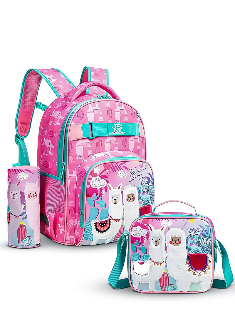 BAYBEE 3 in 1 Kids School Bag Set for Kids | Printed School Backpack Set Combo with Lunch Bag & Pencil Box Preschool Backpacks for Girls Kids Backpack Set for Girls Boys Age 3+ Years Combo Set 4 - Image 1