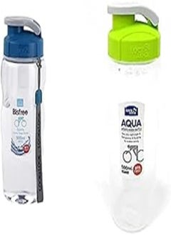 LocknLock Lock & Lock Water Bottle 500ml Blue/Transparent + Lock & Lock Sports Handy Bottle, 500 ml - Green HPP727G 