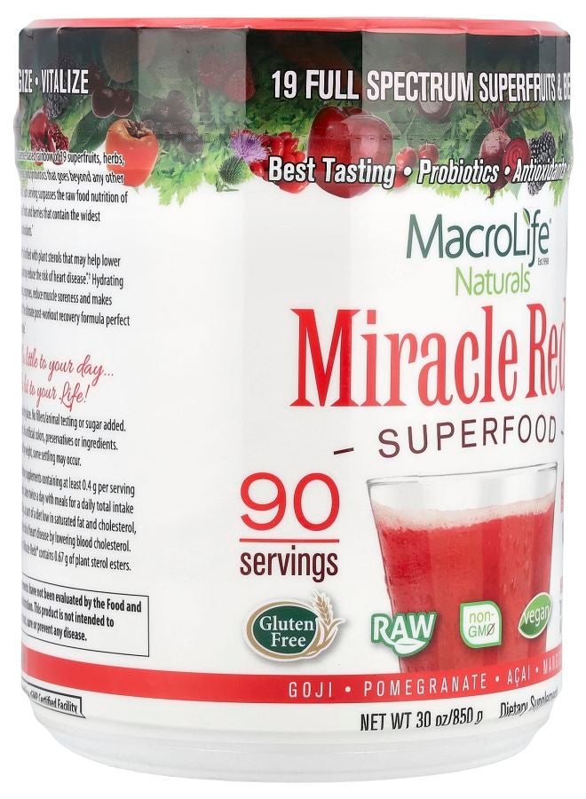 MacroLife Naturals Miracle Reds® Superfood Goji Pomegranate Acai Mangosteen 30 oz (850 g) - Image 2