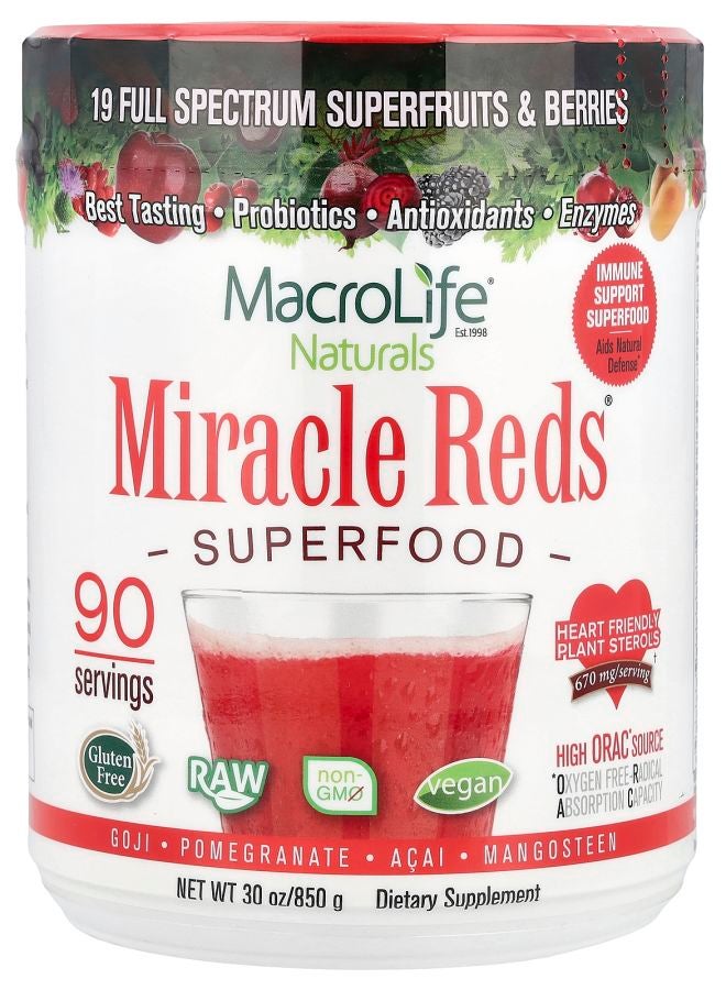 MacroLife Naturals Miracle Reds® Superfood Goji Pomegranate Acai Mangosteen 30 oz (850 g) - Image 1