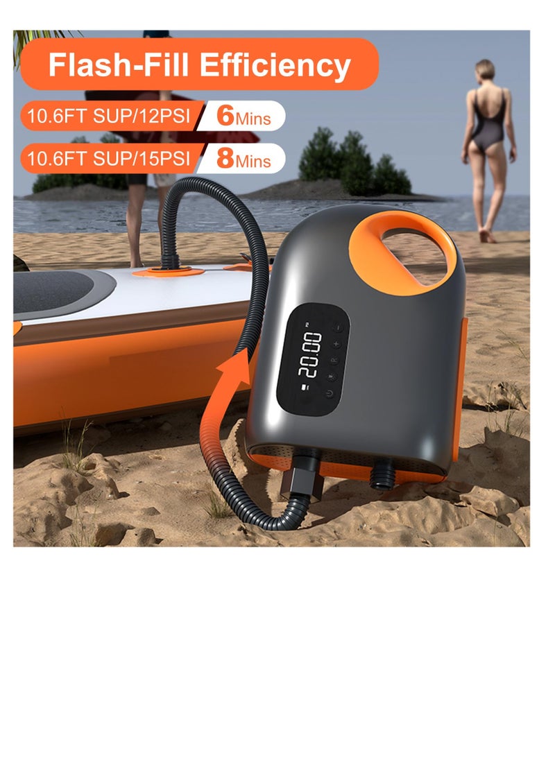 KASTWAVE Electric SUP Pump, 20PSI Paddleboard Air Pump with Auto-Stop, Rechargeable SUP Electric Inflator, 12V DC Car Connector, Ideal for Paddle Boards, Air Tents & Awnings  - Image 2