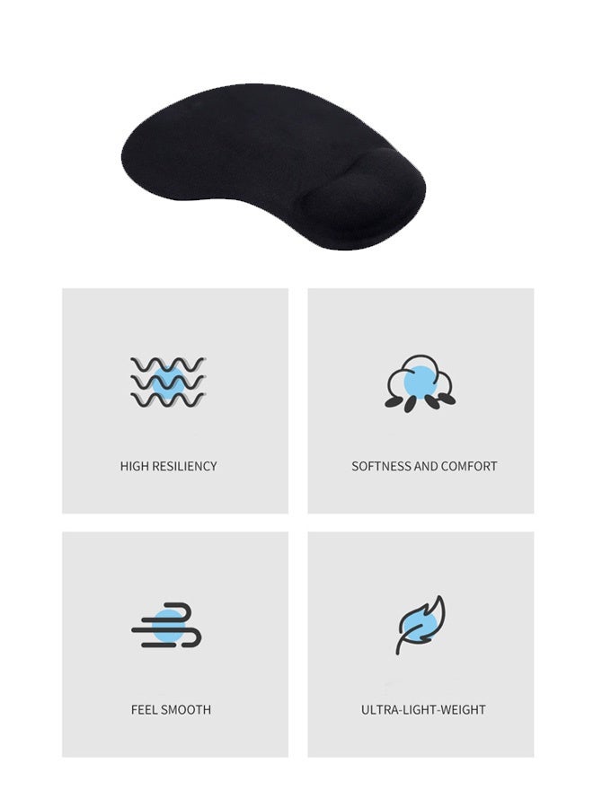 Mouse Pad with Wrist Rest, Comfortable Computer Mousepad with Gel Wrist Support Smooth Surface and Non-Slip PU Base for Pain Relief, Laptop, Office & Home (Black) - Image 4