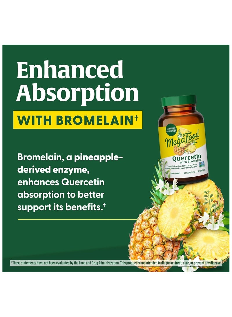 MegaFood ميغا فود كيرسيتين مع بروميلين - دعم مضاد أكسدة قوي لوظيفة المناعة وصحة الجهاز التنفسي 60 كبسولة، 30 حصة - Image 4
