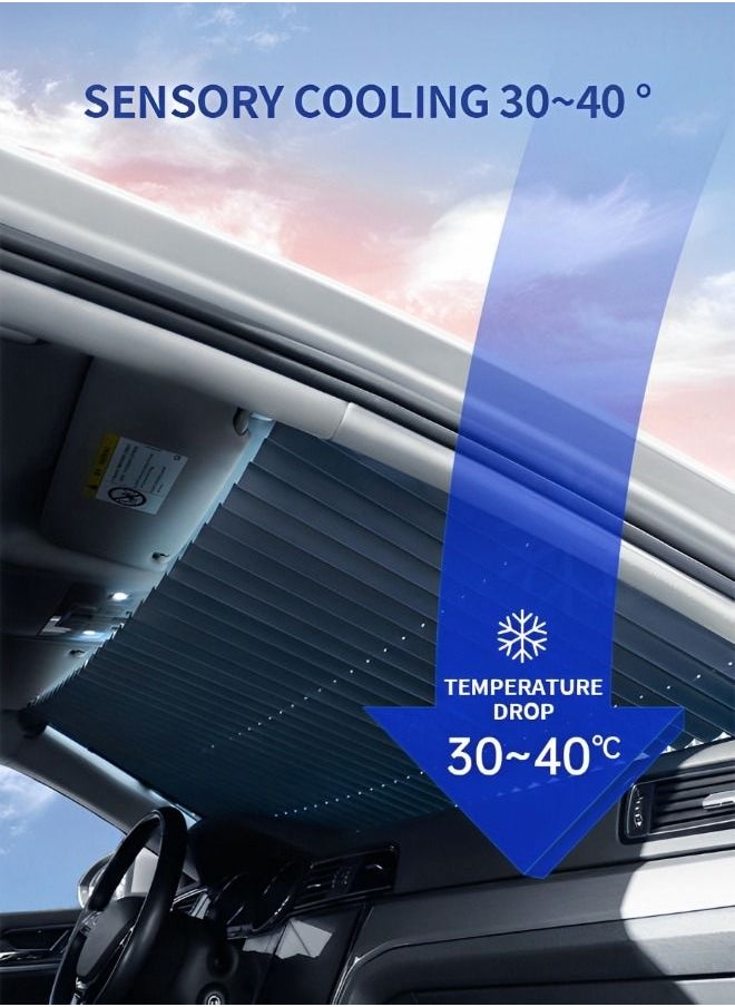 GROIC - Retractable Windshield Sun Shade for Car, Large Sun Visor Protector Blocks 99% UV Rays Keep Vehicle Cool, Auto Sunshade Fits Front Window of Various Models with Suction Cups - Image 1