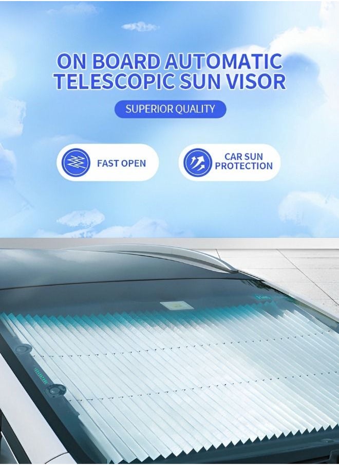 GROIC - Retractable Windshield Sun Shade for Car, Large Sun Visor Protector Blocks 99% UV Rays Keep Vehicle Cool, Auto Sunshade Fits Front Window of Various Models with Suction Cups - Image 1