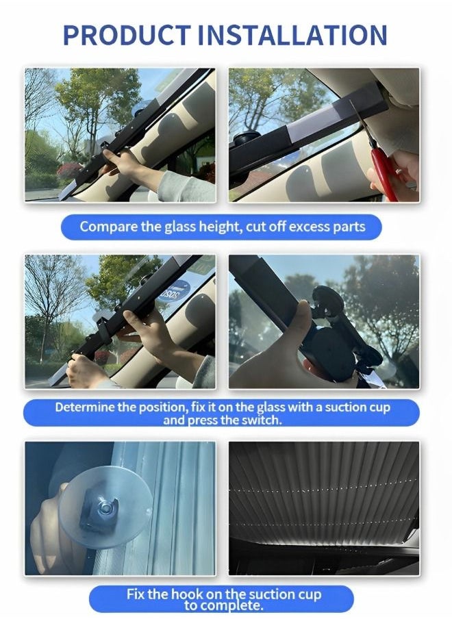 GROIC - Retractable Windshield Sun Shade for Car, Large Sun Visor Protector Blocks 99% UV Rays Keep Vehicle Cool, Auto Sunshade Fits Front Window of Various Models with Suction Cups - Image 1