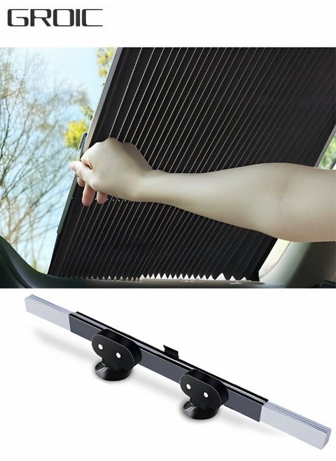Retractable Windshield Sun Shade for Car, Large Sun Visor Protector Blocks 99% UV Rays Keep Vehicle Cool, Auto Sunshade Fits Front Window of Various Models with Suction Cups