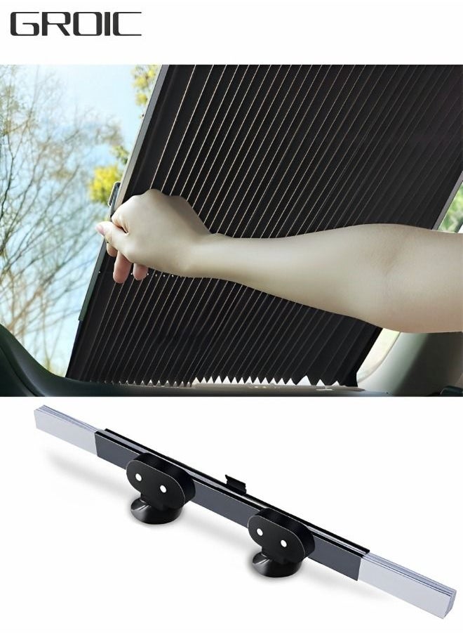 GROIC - Retractable Windshield Sun Shade for Car, Large Sun Visor Protector Blocks 99% UV Rays Keep Vehicle Cool, Auto Sunshade Fits Front Window of Various Models with Suction Cups - Image 1