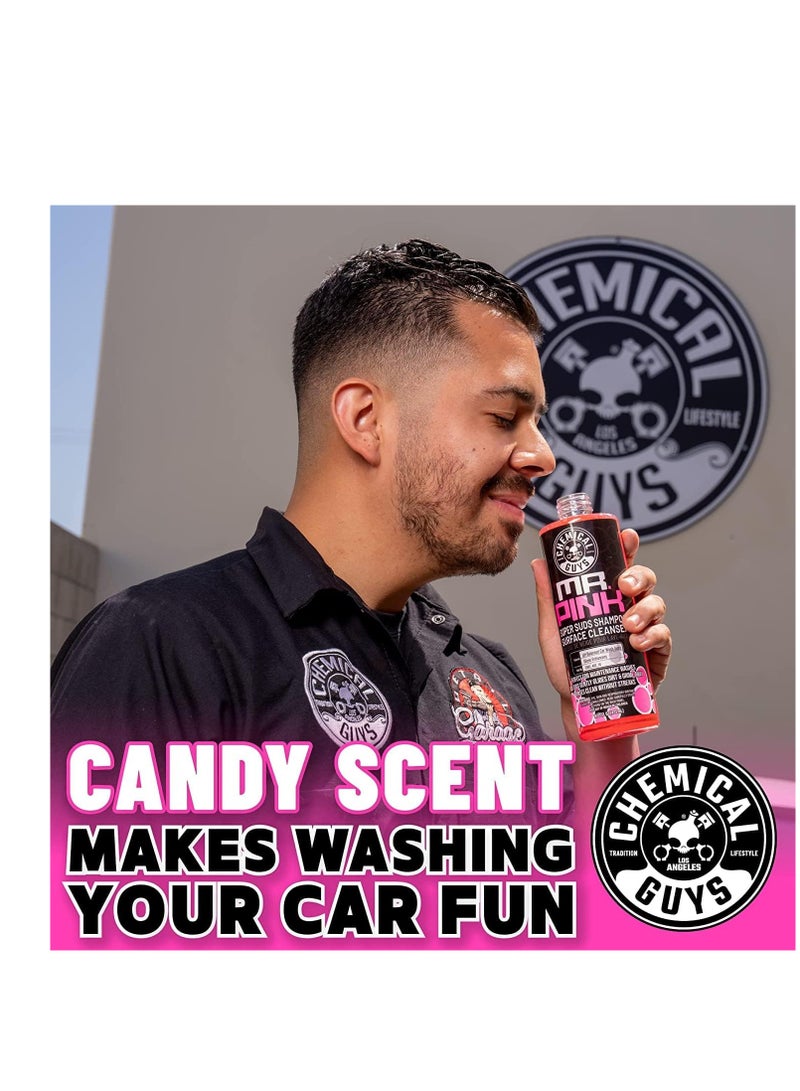 Chemical Guys صابون غسيل السيارات الرغوي CWS_402_16 Mr. Pink من Chemical Guys (يعمل مع مدافع الرغوة أو مسدسات الرغوة أو غسيل الدلو) آمن للسيارات والشاحنات والدراجات النارية والمركبات الترفيهية والمزيد، 16 أونصة سائلة، برائحة الحلوى - Image 2