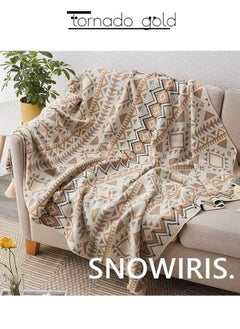 tornado gold Knitted Blanket Bohemian Air Conditioning Blanket Blanket Full Body Shawl Nap Blanket Multi-colored 130x170cm  - Image 3