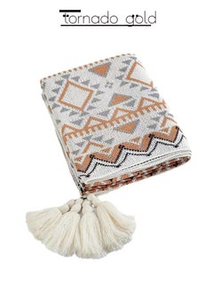 tornado gold Knitted Blanket Bohemian Air Conditioning Blanket Blanket Full Body Shawl Nap Blanket Multi-colored 130x170cm  - Image 4