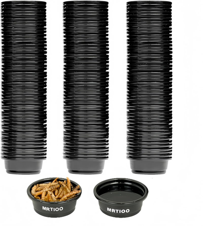 MRTIOO 100 pcs 0.5oz Crested Gecko Food and Water Feeding Cups, Reptile Feeder Bowls, for Lizard and Other Small Pet Ledge Accessories Supplies - Black - Image 1