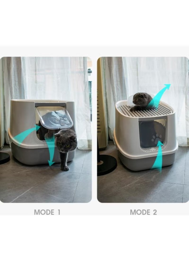 Rock Pow - Double Entrance Fully enclosed cat litter box extra large 51*45CM Accommodate 10kg cat easy to clean and deodorize The enlarged basin can hold 12L cat litter - Image 1