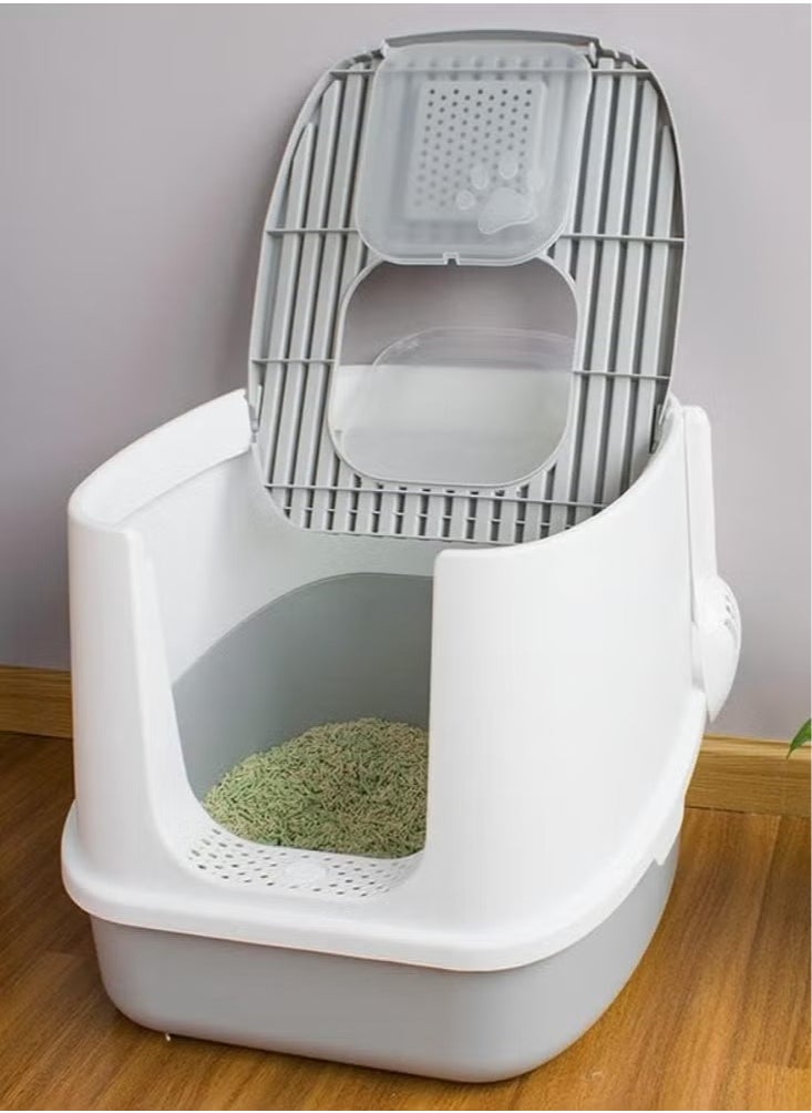 Rock Pow - Double Entrance Fully enclosed cat litter box extra large 51*45CM Accommodate 10kg cat easy to clean and deodorize The enlarged basin can hold 12L cat litter - Image 1