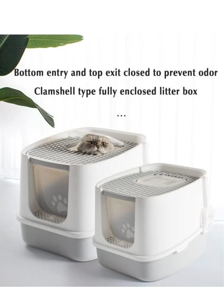 Rock Pow - Double Entrance Fully enclosed cat litter box extra large 51*45CM Accommodate 10kg cat easy to clean and deodorize The enlarged basin can hold 12L cat litter - Image 1
