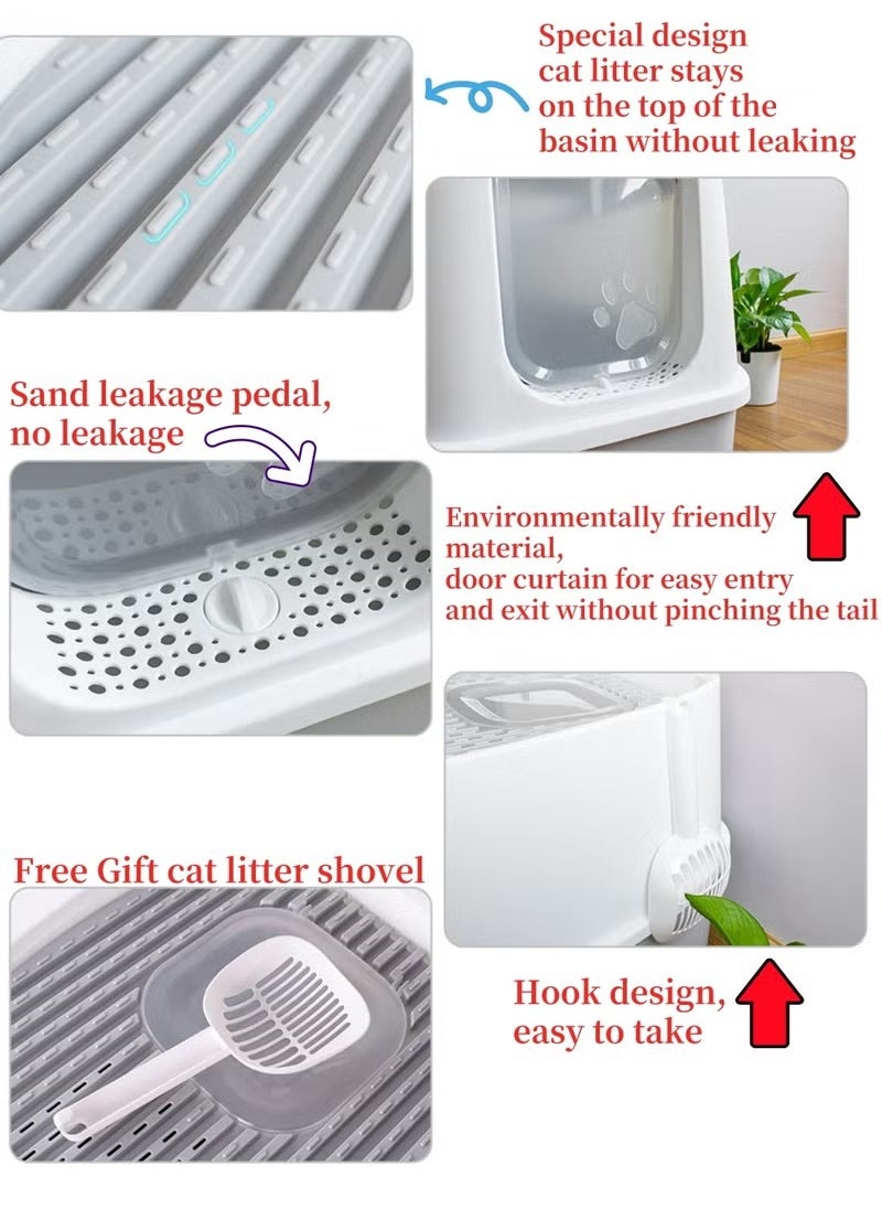 Rock Pow - Double Entrance Fully enclosed cat litter box extra large 51*45CM Accommodate 10kg cat easy to clean and deodorize The enlarged basin can hold 12L cat litter - Image 1