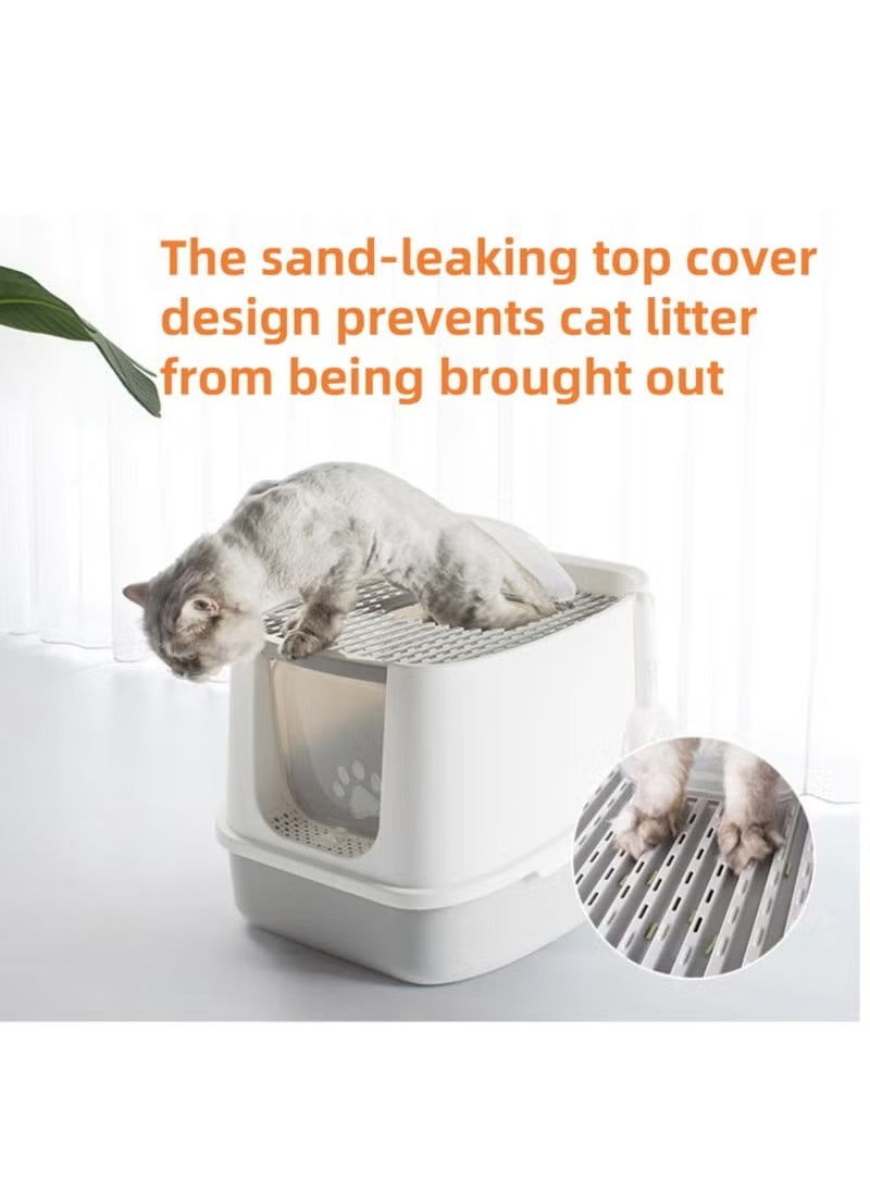 Rock Pow - Double Entrance Fully enclosed cat litter box extra large 51*45CM Accommodate 10kg cat easy to clean and deodorize The enlarged basin can hold 12L cat litter - Image 1