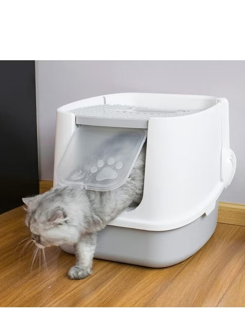 Rock Pow - Double Entrance Fully enclosed cat litter box extra large 51*45CM Accommodate 10kg cat easy to clean and deodorize The enlarged basin can hold 12L cat litter - Image 1