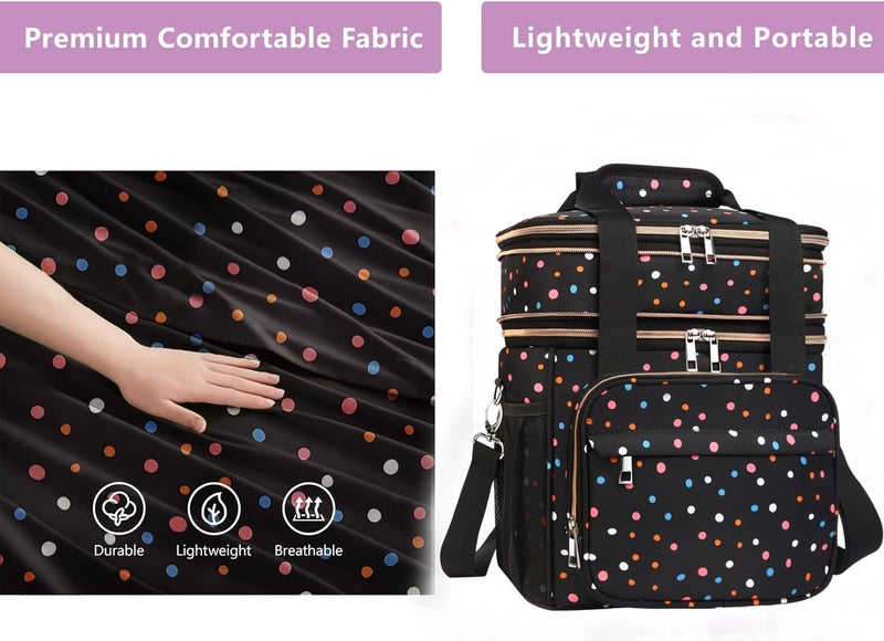GLENKEY Versatile Lunch Box Cooler Bag - Expandable Insulated Lunch Bag Tote for Women - Large Lunchbox for Adults Work Office Outside Trips Polka Dots 16L - Image 5