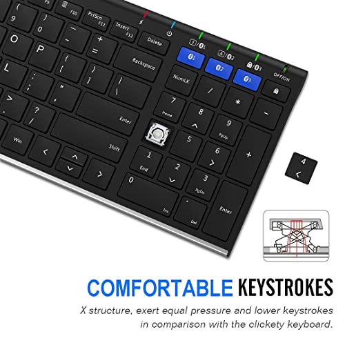 Arteck HB193 Universal Bluetooth Keyboard Multi-Device Stainless Steel Full Size Wireless Keyboard for Windows, iOS, Android, Computer Desktop Laptop Surface Tablet Smartphone Rechargeable Battery - Image 4
