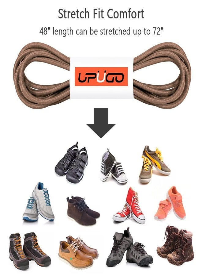 UpUGo Elastic Shoe Laces, No Tie Shoe Laces Tieless for Kids, Adults, Elderly, One Size Fit All, Plain Coyote Brown, 1 pair - Image 3