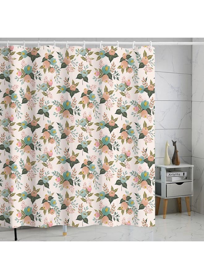 Bluejw Polyester Shower Curtain  Explosions Flowers And Plants Watercolor Bathroom Four-piece Dry And Wet Separation Isolation Waterproof Bath  - Image 1
