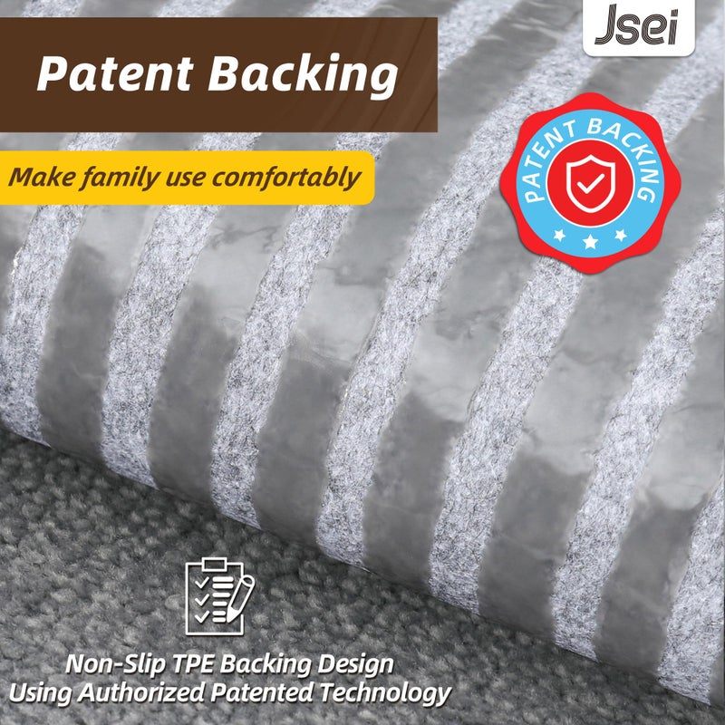 JSEI Non-Slip Stair Treads for Wooden Steps Indoor, 15 Pack 8" X 30" Edging Stair Rugs with TPE Backing, Carpet Stair Treads for Kids Elders & Pets, 100% Polyester Soft Stair Runners, Light Grey - Image 4