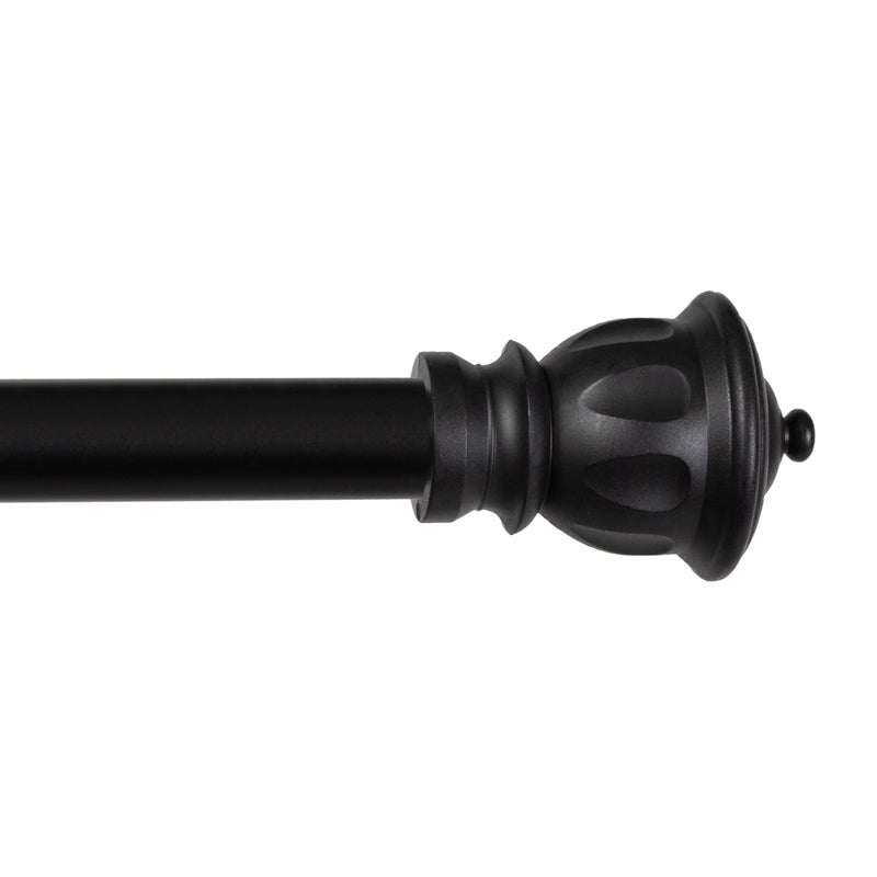 Kenney Kiera Crown Window Curtain Rod Adjustable Curtain Rod for Windows 28 to 48 Inches Extendable Curtain Rod Set Matte Black Curtain Rod - Image 1