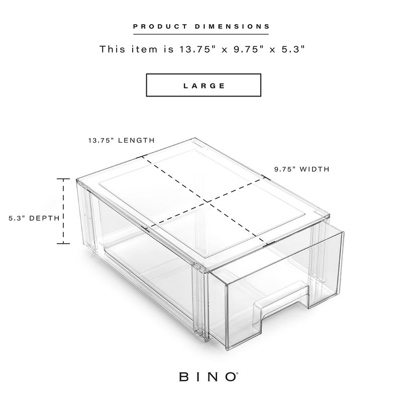 BINO | Stackable Storage Drawers, Large - Clear | THE CRATE COLLECTION | Storage Bins With Drawers | Bathroom Organizers | Under Sink Organizer | Vanity Cabinet Home Organization - Image 3