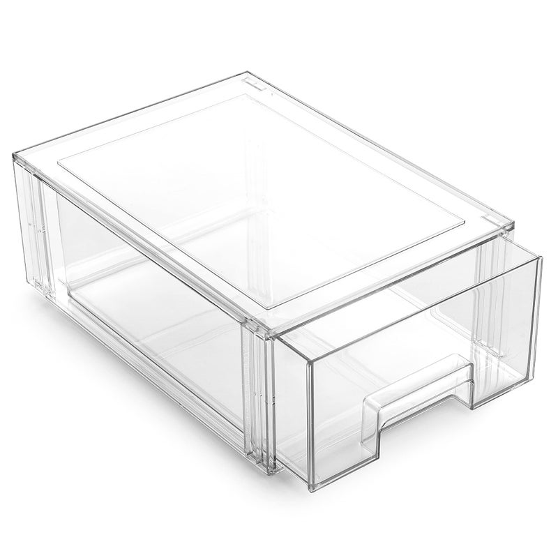 BINO | Stackable Storage Drawers, Large - Clear | THE CRATE COLLECTION | Storage Bins With Drawers | Bathroom Organizers | Under Sink Organizer | Vanity Cabinet Home Organization - Image 1