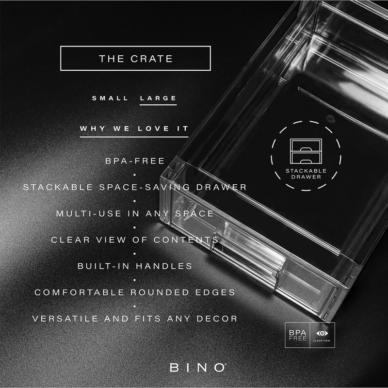 BINO | Stackable Storage Drawers, Large - Clear | THE CRATE COLLECTION | Storage Bins With Drawers | Bathroom Organizers | Under Sink Organizer | Vanity Cabinet Home Organization - Image 2