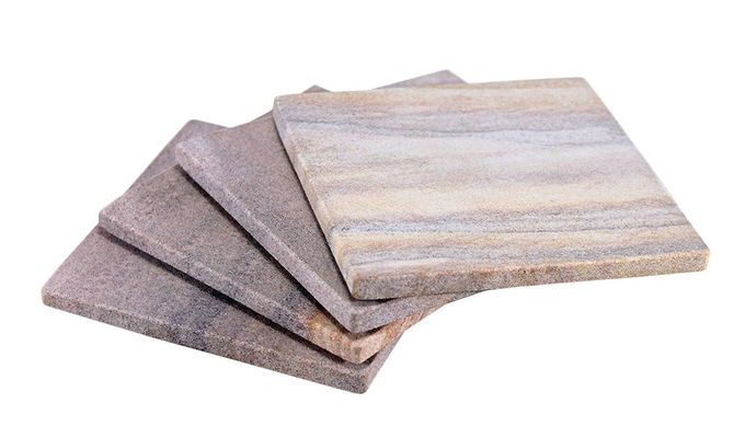 KLEO Coaster Set Made of Natural Rainbow Stone Natural Water Absorbent, Unique Table Coaster Set (Square) - Image 1