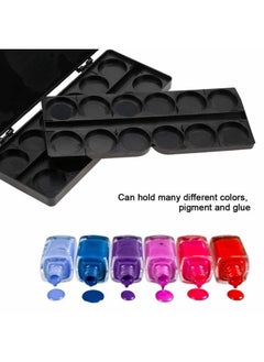 Semme Nail Art Palette, 24 Grid Plastic Nail Art Paint Color Mixing Palette Plate Watercolor Pigment Color Mixing Case Manicure Drawing Tray(Black)  - Image 2