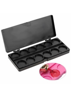 Semme Nail Art Palette, 24 Grid Plastic Nail Art Paint Color Mixing Palette Plate Watercolor Pigment Color Mixing Case Manicure Drawing Tray(Black)  - Image 1