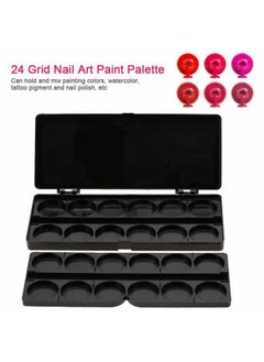 Semme Nail Art Palette, 24 Grid Plastic Nail Art Paint Color Mixing Palette Plate Watercolor Pigment Color Mixing Case Manicure Drawing Tray(Black)  - Image 3
