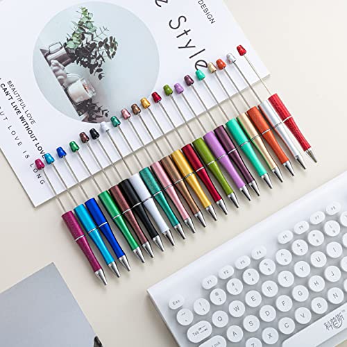 PASISIBICK 20 Colors Plastic Beadable Pens, Assorted Bead Pens for DIY PPL Gift with Shaft Black Ink, 20 Pieces - Image 4