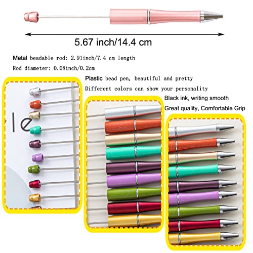 PASISIBICK 20 Colors Plastic Beadable Pens, Assorted Bead Pens for DIY PPL Gift with Shaft Black Ink, 20 Pieces - Image 2