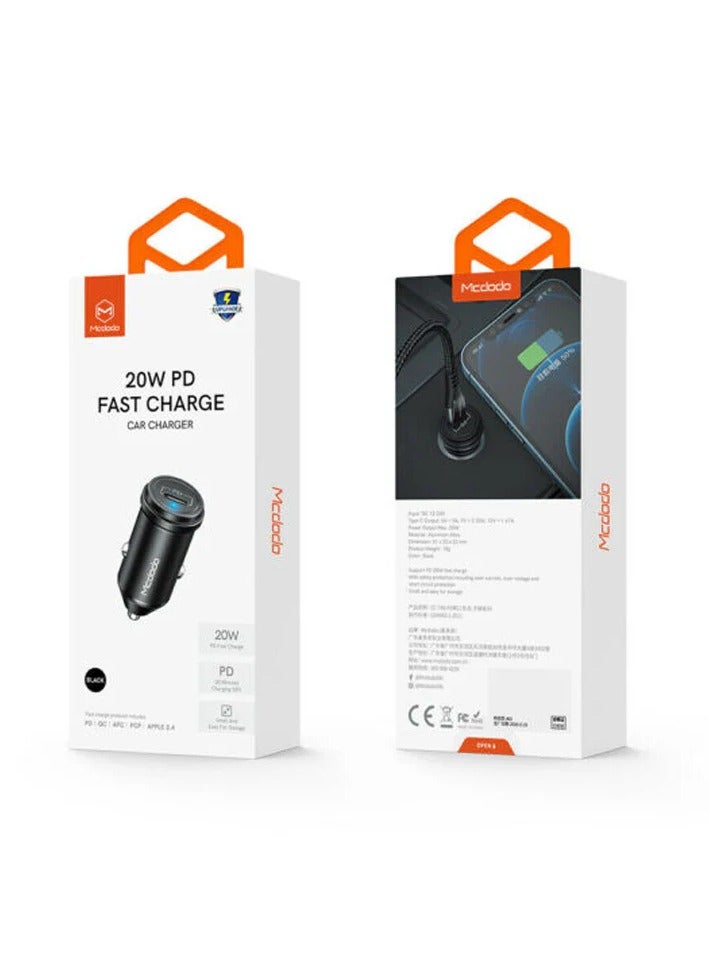 Mcdodo CC-7490 PD USB-C Fast Car Charger 20W  Black - Image 1
