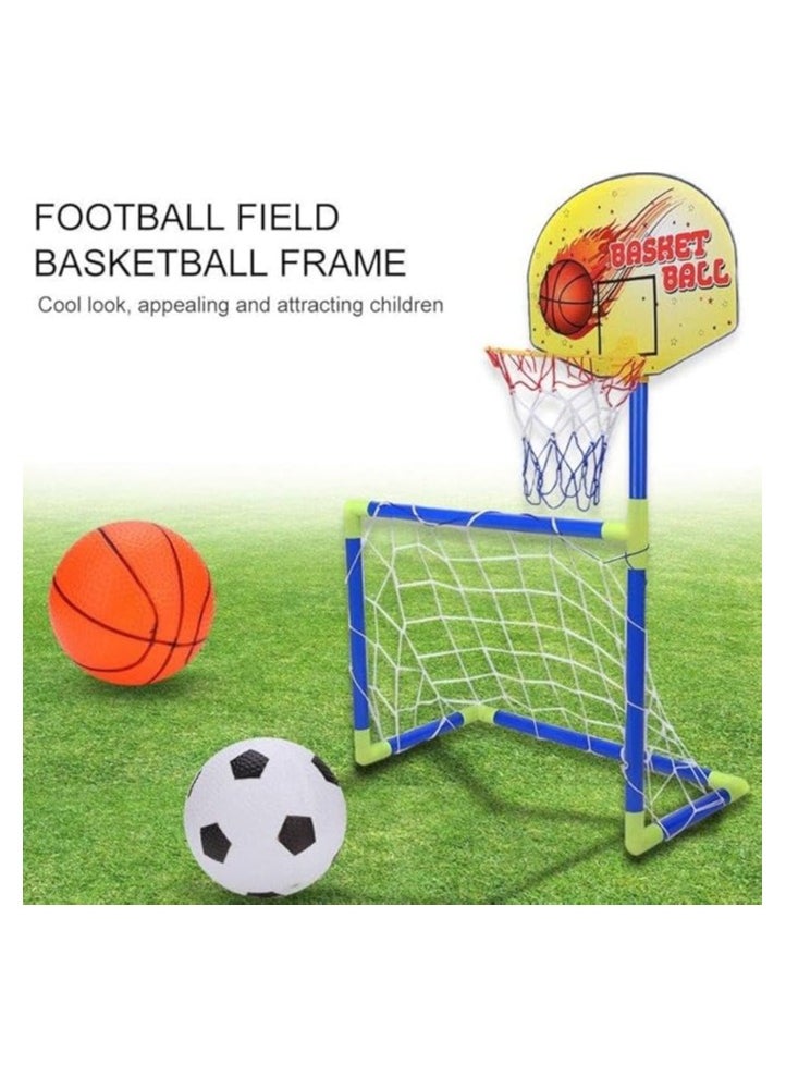 واي نوت 🏀⚽ مجموعة مرمى كرة القدم 2 في 1 مع حلقة كرة السلة للأطفال – ترفيه رياضي مزدوج داخل المنزل وخارجه!  - Image 1