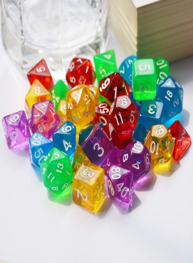 Anduin Wind DND Dice 5×7 Sets, 35Pieces Transparent Rainbow Polyhedral DND Dice for RPG MTG Table Game Dice - Image 5