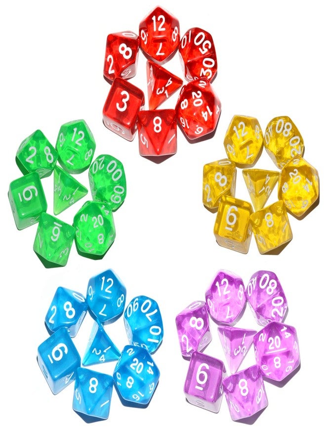 Anduin Wind DND Dice 5×7 Sets, 35Pieces Transparent Rainbow Polyhedral DND Dice for RPG MTG Table Game Dice - Image 1