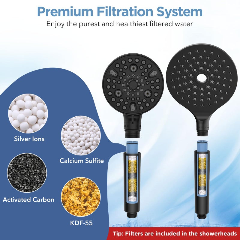 MakeFit Dual Filtered Rain Shower Head Combo, High Pressure Handheld Shower Head with Adjustable Bar - Rainfall Shower Head And Showerhead with Filter for Hard Water - Removes Chlorine - Image 4