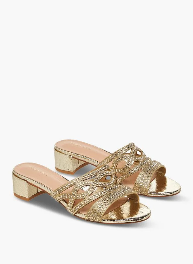 Paprika Women Embellished Slip-On Block Heel Sandals