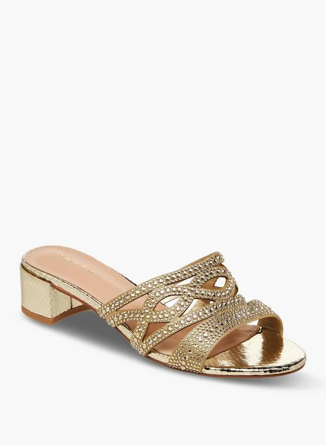 Paprika Women Embellished Slip-On Block Heel Sandals