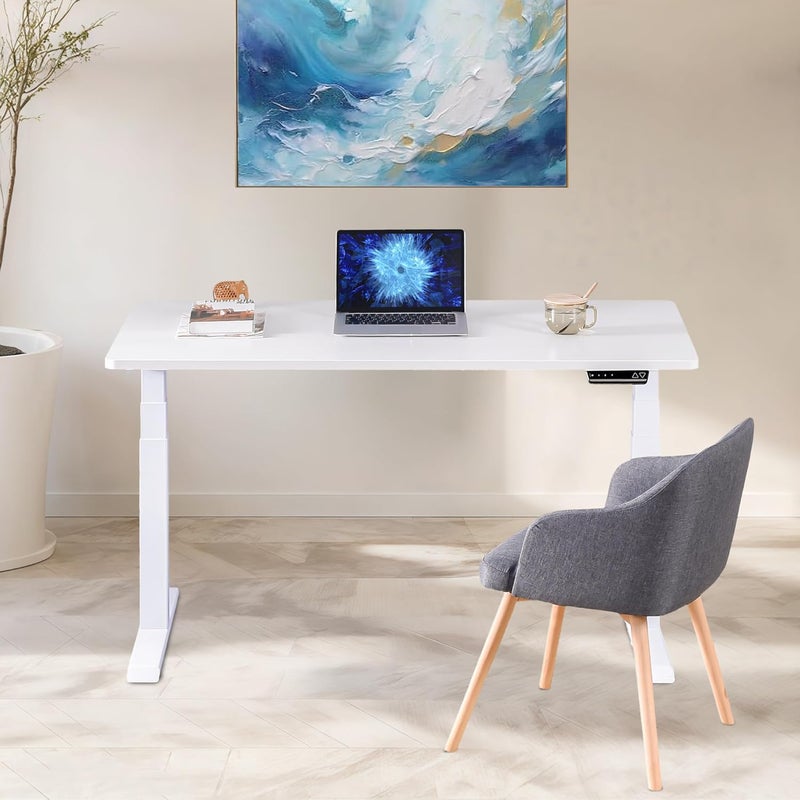 Harmony Home Electric Height Adjustable Standing Desk – Smart Sit-Stand Desk with Smooth Lifting Columns, Ergonomic Office Table for Home, Study & Workspaces - White - Image 1