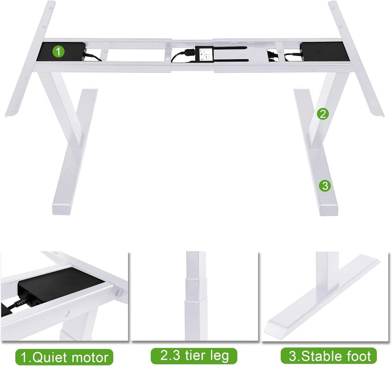 Harmony Home Electric Height Adjustable Standing Desk – Smart Sit-Stand Desk with Smooth Lifting Columns, Ergonomic Office Table for Home, Study & Workspaces - White - Image 3