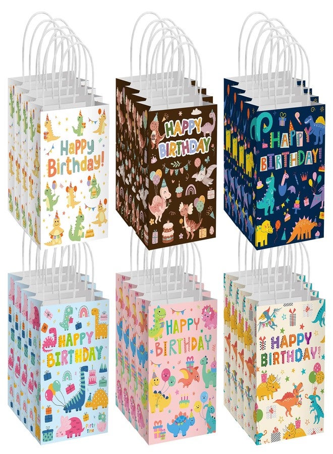 Epakh 24 Pcs Dinosaur Birthday Gift Bags with Handle Happy Birthday Dino Party Bags Dinosaur Candy Treat Goodies Paper Favors Package for Party Supplies, 8.3 x 6 x 3 Inches - Image 1