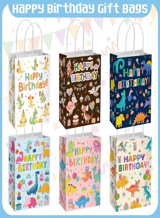 Epakh 24 Pcs Dinosaur Birthday Gift Bags with Handle Happy Birthday Dino Party Bags Dinosaur Candy Treat Goodies Paper Favors Package for Party Supplies, 8.3 x 6 x 3 Inches - Image 2